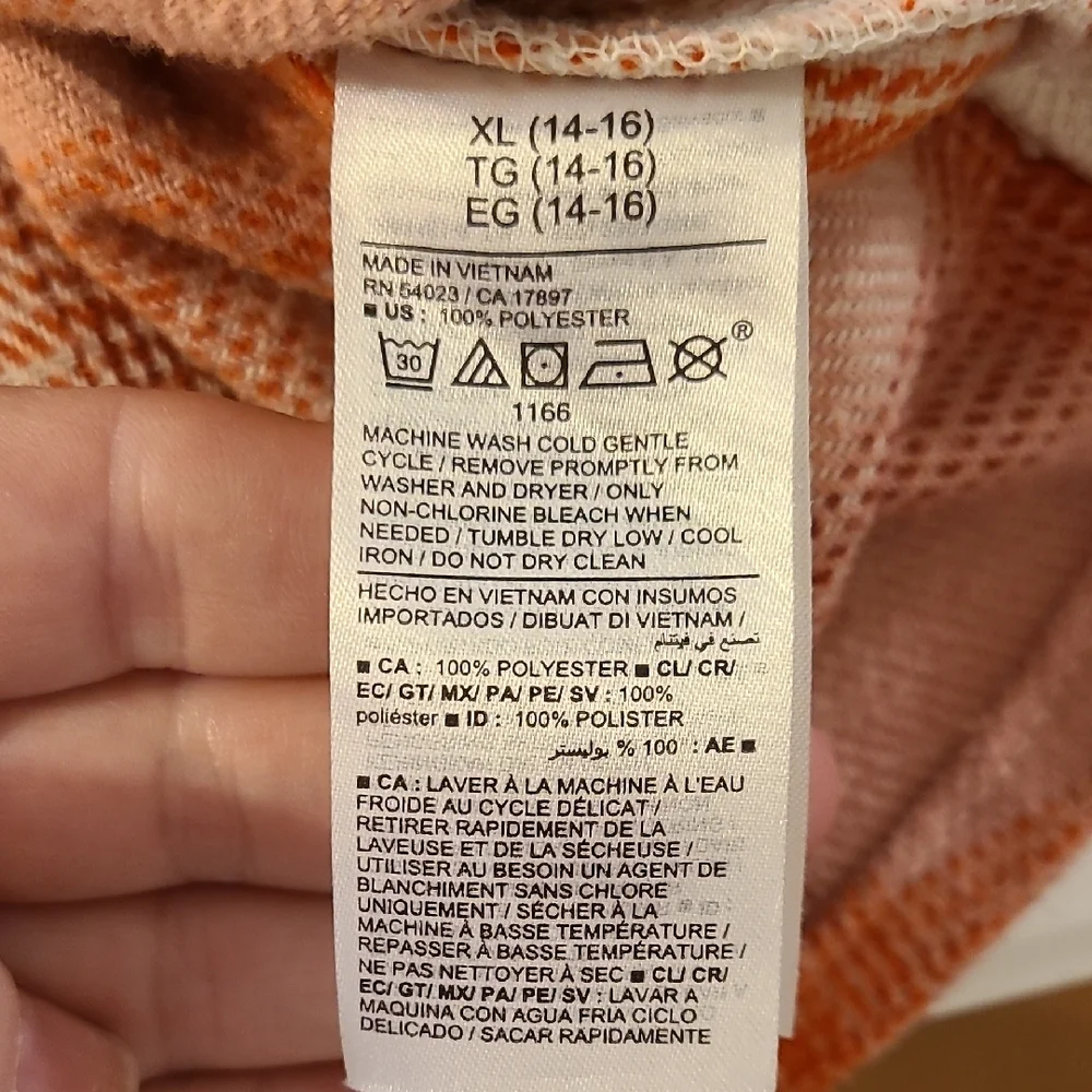 Old Navy Pink and Orange Peach Plaid Shacket Shirt Jacket Girls XL(14-16)